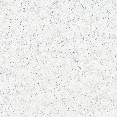 The name of this aquaBRIGHT color swatch is "Santorini". It's a sample of a light-colored pool finish. The surface is composed of a dense mix of tiny, irregularly shaped white, gray, tan, and blue specks, giving it a speckled, granite-like appearance.